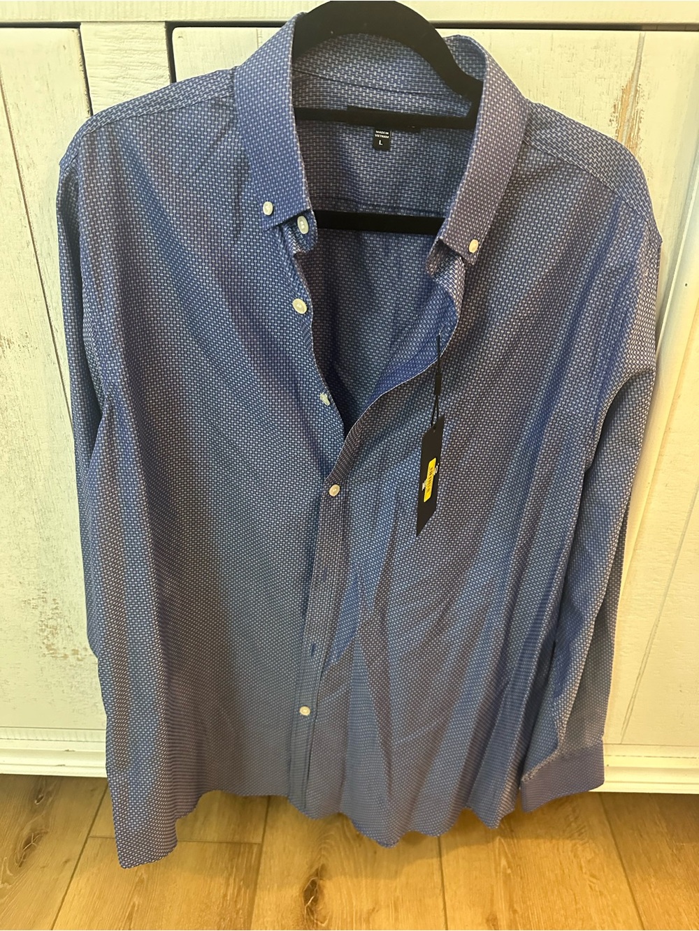 Murano Blue Micro-Pattern Button-Down Shirt